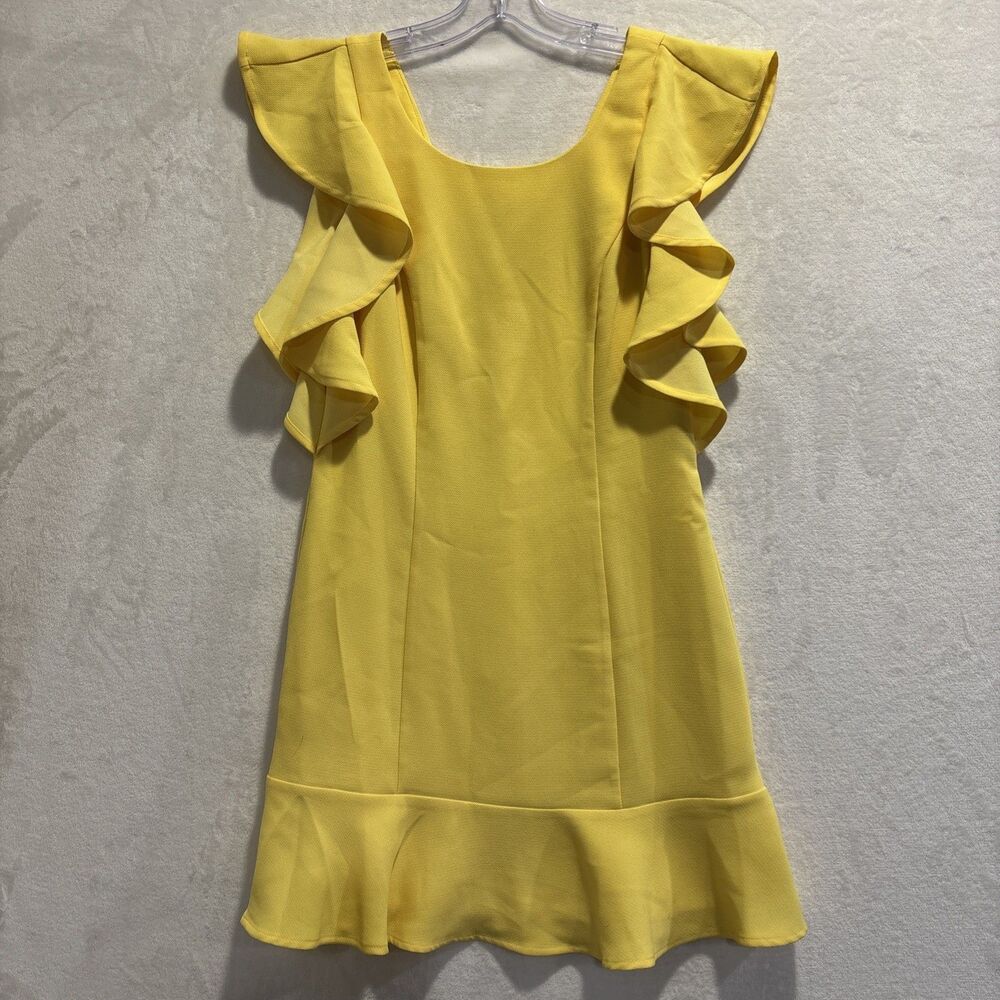 BCBGeneration Ruffle Sleeve Hem Mini Dress Women's Size 6 Bright Yellow Summer
